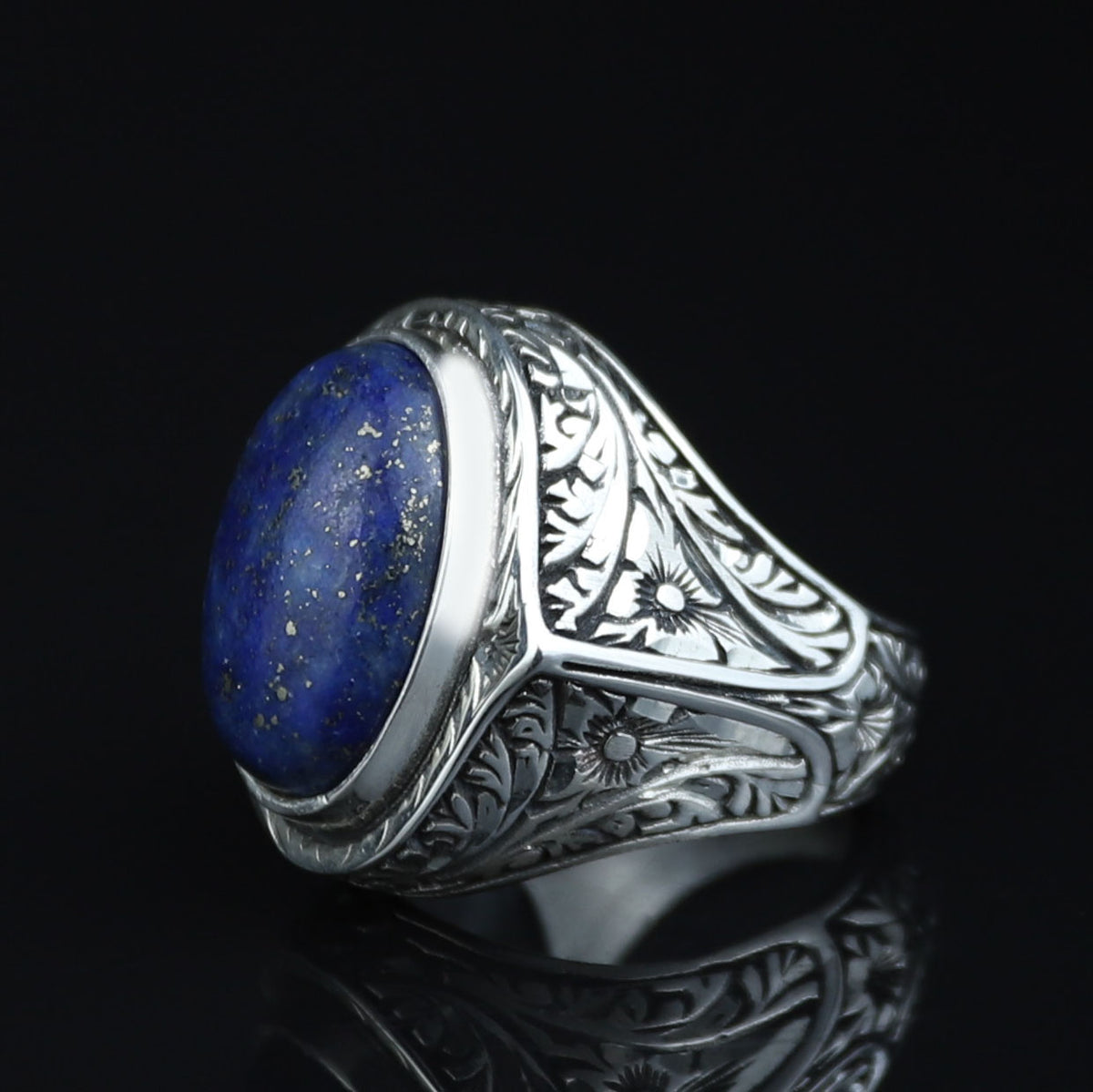 925 Silver Natural Lapis Lazuli Ring, Turkish Handmade Lapis Ring, Blue Lapis Lazuli Ring, Ottoman Style Ring , 925k Sterling Silver Ring