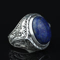925 Silver Natural Lapis Lazuli Ring, Turkish Handmade Lapis Ring, Blue Lapis Lazuli Ring, Ottoman Style Ring , 925k Sterling Silver Ring