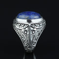 925 Silver Natural Lapis Lazuli Ring, Turkish Handmade Lapis Ring, Blue Lapis Lazuli Ring, Ottoman Style Ring , 925k Sterling Silver Ring