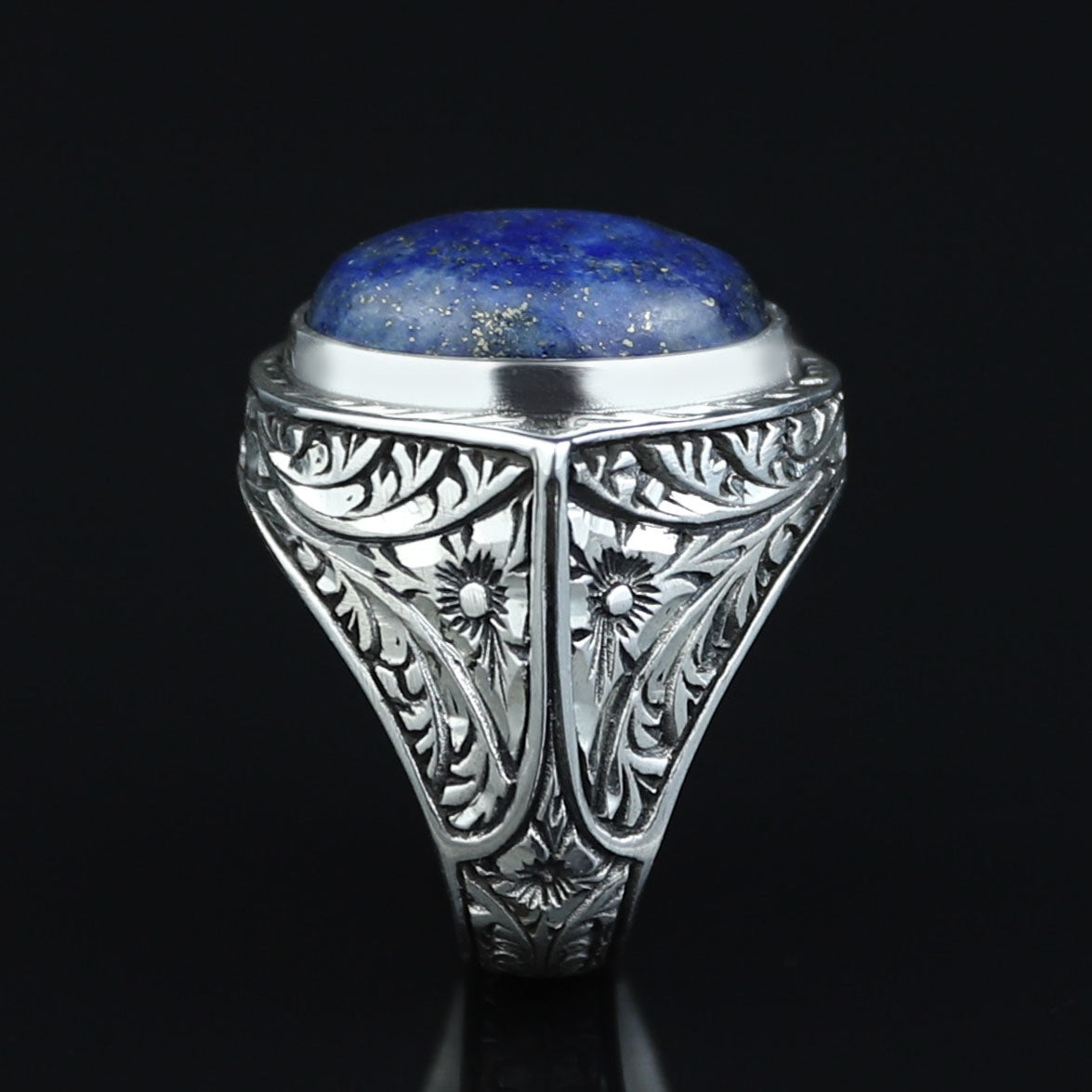 925 Silver Natural Lapis Lazuli Ring, Turkish Handmade Lapis Ring, Blue Lapis Lazuli Ring, Ottoman Style Ring , 925k Sterling Silver Ring