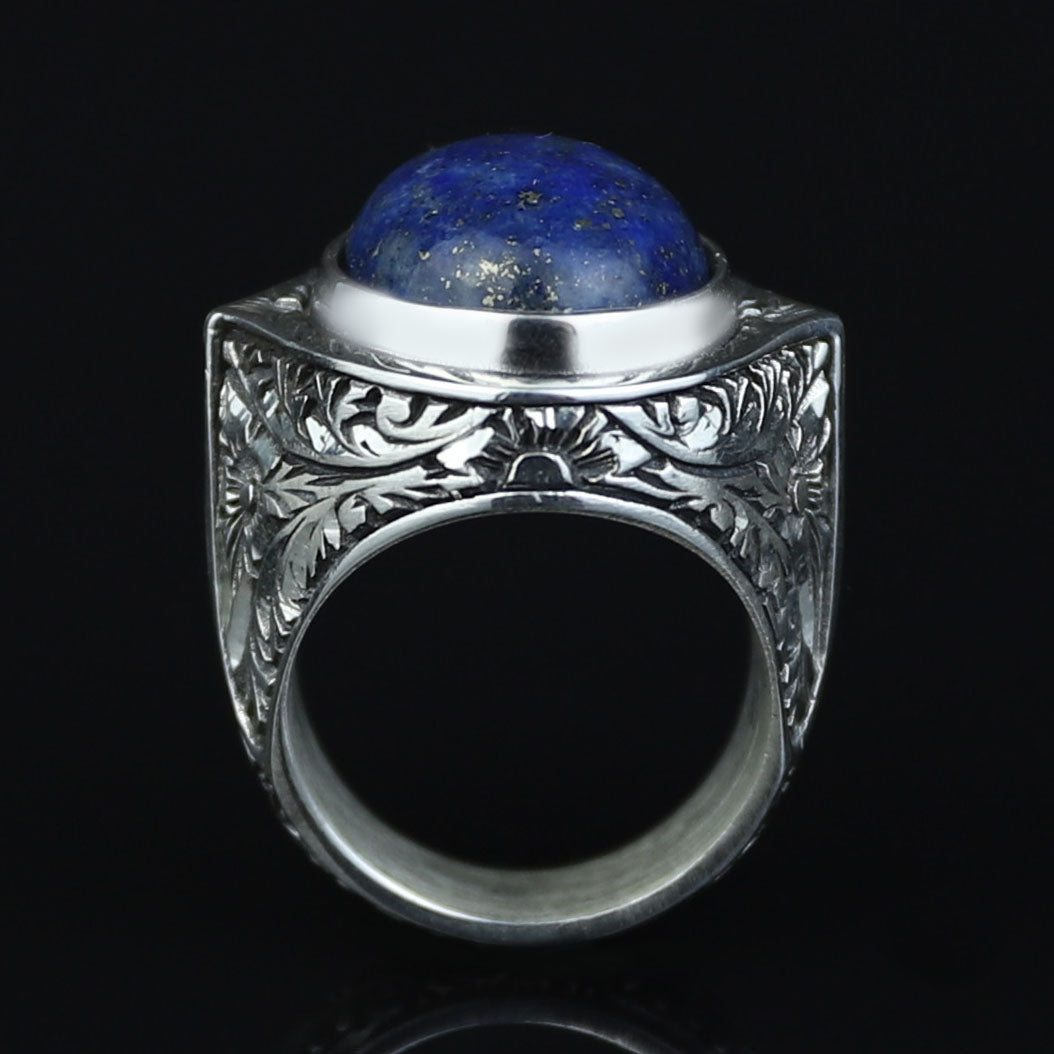 925 Silver Natural Lapis Lazuli Ring, Turkish Handmade Lapis Ring, Blue Lapis Lazuli Ring, Ottoman Style Ring , 925k Sterling Silver Ring