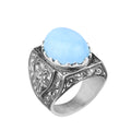 925 Men Handmade Natural Aquamarine Gemstone Vintage Ring