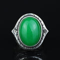 925 Silver Jade Stone Ring, Men Green Jade Stone Ottoman Ring, Handmade Engraved Jade Ring, Natural Jade Ottoman Style Ring, 925k Silver