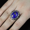 Men Handmade Engraved Natural Lapis Lazuli Gemstone Ottoman Style Ring