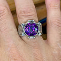 925 Sterling Silver Amethyst Ring for Men – Handmade Vintage Style