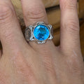 925 Sterling Silver Aquamarine Ring – Vintage Ottoman Signet Style