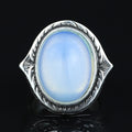 Silver Men Natural Moonstone Ring, Hand-Engraved Moonstone Ring, Rainbow Moonstone Ring , Handmade Silver Ring, 925k Sterling Silver Ring