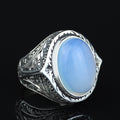 Silver Men Natural Moonstone Ring, Hand-Engraved Moonstone Ring, Rainbow Moonstone Ring , Handmade Silver Ring, 925k Sterling Silver Ring