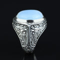 Silver Men Natural Moonstone Ring, Hand-Engraved Moonstone Ring, Rainbow Moonstone Ring , Handmade Silver Ring, 925k Sterling Silver Ring