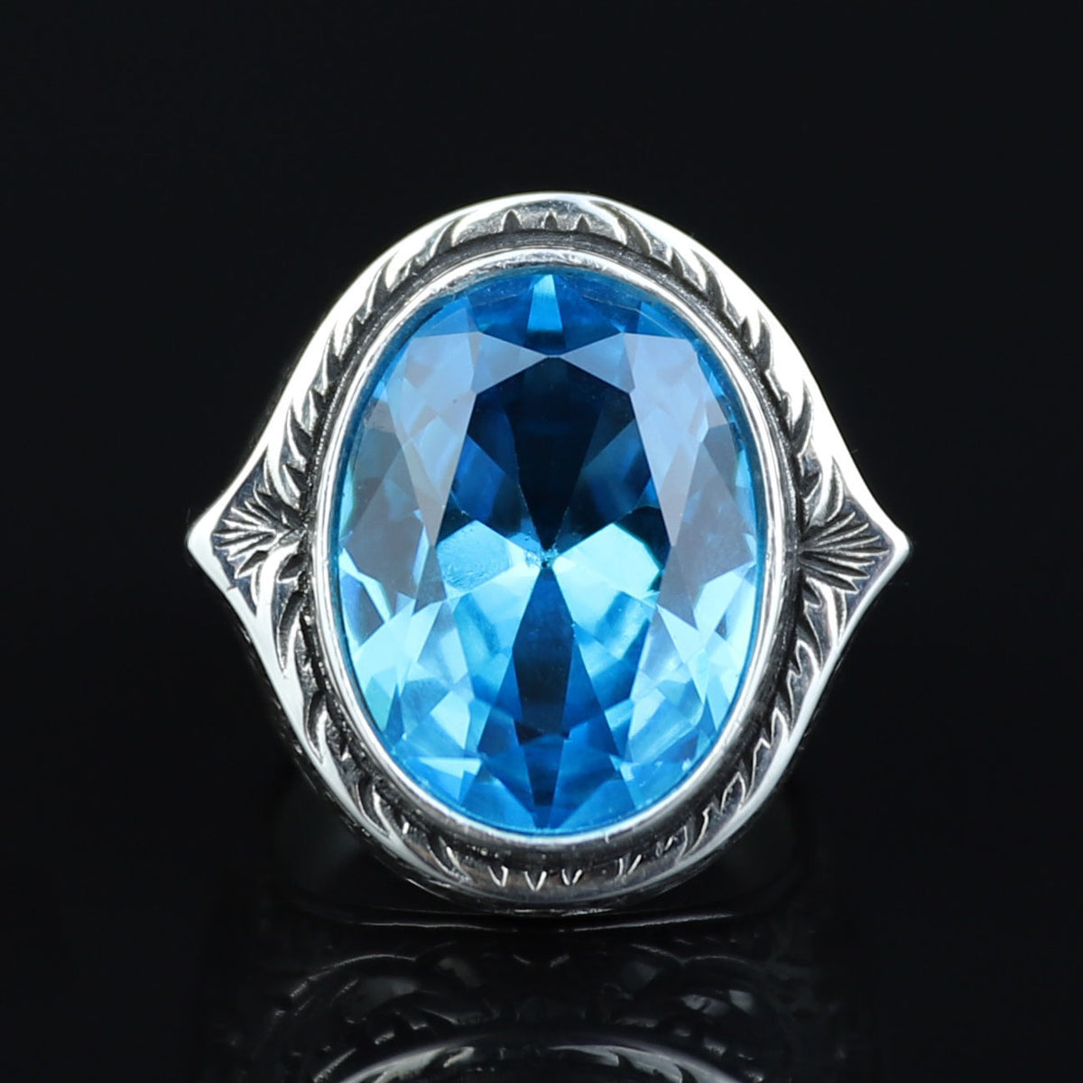 925 Silver Aquamarine Stone Ring, Men Aquamarine Stone Ring, Vintage Men Ring, Turkish Ottoman Men Ring , 925k Sterling Silver Ring