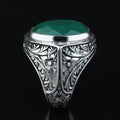 925 Silver Men Emerald Gemstone Ring, Handmade Engraved Men Ring, Green  Stone Men Ring, Father Day Gift, Husband Gift, 925k Silver