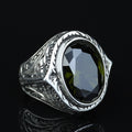 925 Silver Handmade Peridot Gemstone Ring, Engraved Green Gemstone Men Ring, Handmade Gemstone Men Ring, Floral Engraved Ring, Gift For Men