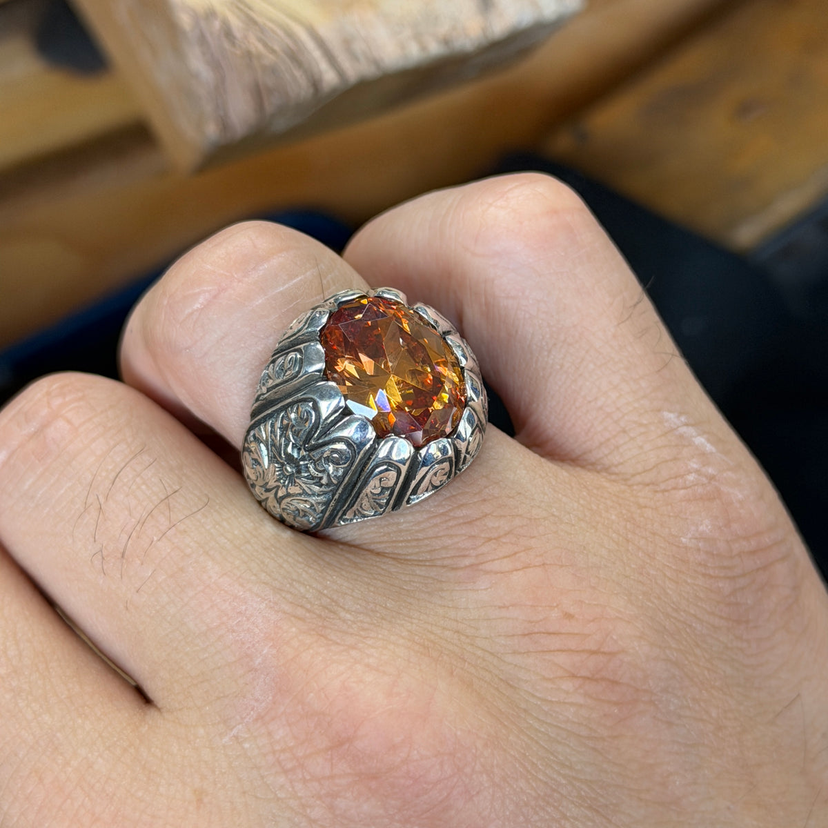 925 Sterling Silver Sultanite Ring for Men – Vintage Signet Style