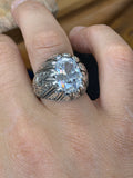 925 Sterling Silver Moissanite Ring for Men Vintage Ottoman Style