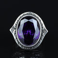 Mens Handmade Silver Amethyst Men's Ring, Purple Stone Turkish Handmade Silver Men Ring, 925k Sterling Silver Ring , Gift For Him