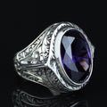 Mens Handmade Silver Amethyst Men's Ring, Purple Stone Turkish Handmade Silver Men Ring, 925k Sterling Silver Ring , Gift For Him