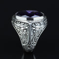 Mens Handmade Silver Amethyst Men's Ring, Purple Stone Turkish Handmade Silver Men Ring, 925k Sterling Silver Ring , Gift For Him