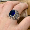 925 Sterling Silver Sapphire Ring for Men – Vintage Ottoman Style