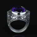Mens Handmade Silver Amethyst Men's Ring, Purple Stone Turkish Handmade Silver Men Ring, 925k Sterling Silver Ring , Gift For Him
