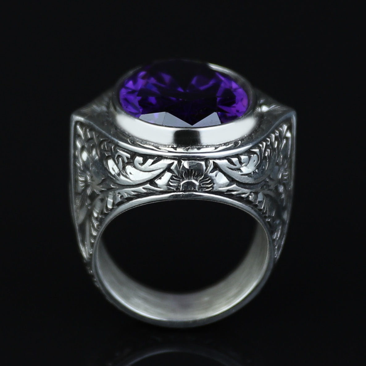 Mens Handmade Silver Amethyst Men's Ring, Purple Stone Turkish Handmade Silver Men Ring, 925k Sterling Silver Ring , Gift For Him