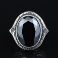 925 Silver Black Stone Silver Ring, Ottoman Style Man Ring, Engraved Zircon Men's Ring, Zircon Stone Ring, 925k Sterling Silver Ring
