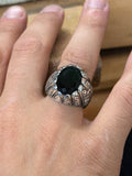 925 Sterling Silver Green Emerald Ring – Vintage Handmade Style