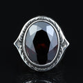 925 Silver Dark Ruby Stone Ring, Vintage Red Gemstone Men Ring, Garnet Gemstone Ring, Mens Turkish Handmade Ring, 925 Sterling Silver