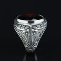 925 Silver Dark Ruby Stone Ring, Vintage Red Gemstone Men Ring, Garnet Gemstone Ring, Mens Turkish Handmade Ring, 925 Sterling Silver