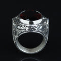925 Silver Dark Ruby Stone Ring, Vintage Red Gemstone Men Ring, Garnet Gemstone Ring, Mens Turkish Handmade Ring, 925 Sterling Silver