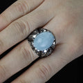 925 Men Handmade Silver Natural Aquamarine Gemstone Ring