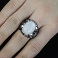 925 Silver Turkish Engraved Oval Rainbow Moonstone Ring