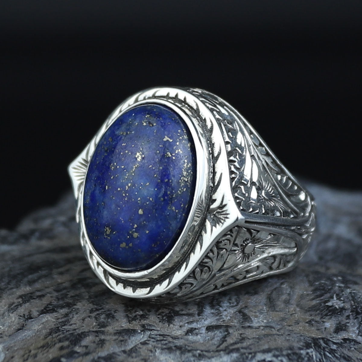 925 Silver Natural Lapis Lazuli Ring, Turkish Handmade Lapis Ring, Blue Lapis Lazuli Ring, Ottoman Style Ring , 925k Sterling Silver Ring