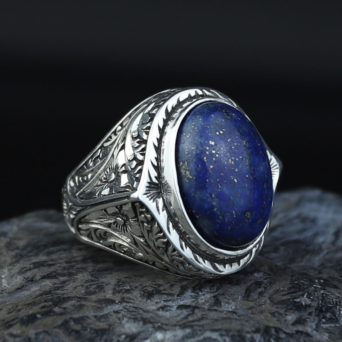 925 Silver Natural Lapis Lazuli Ring, Turkish Handmade Lapis Ring, Blue Lapis Lazuli Ring, Ottoman Style Ring , 925k Sterling Silver Ring