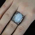 925 Men Handmade Natural Aquamarine Gemstone Vintage Ring
