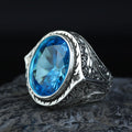 925 Silver Aquamarine Stone Ring, Men Aquamarine Stone Ring, Vintage Men Ring, Turkish Ottoman Men Ring , 925k Sterling Silver Ring