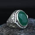 925 Silver Men Emerald Gemstone Ring, Handmade Engraved Men Ring, Green  Stone Men Ring, Father Day Gift, Husband Gift, 925k Silver