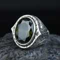 925 Silver Handmade Peridot Gemstone Ring, Engraved Green Gemstone Men Ring, Handmade Gemstone Men Ring, Floral Engraved Ring, Gift For Men
