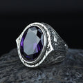 Mens Handmade Silver Amethyst Men's Ring, Purple Stone Turkish Handmade Silver Men Ring, 925k Sterling Silver Ring , Gift For Him