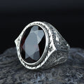 925 Silver Dark Ruby Stone Ring, Vintage Red Gemstone Men Ring, Garnet Gemstone Ring, Mens Turkish Handmade Ring, 925 Sterling Silver