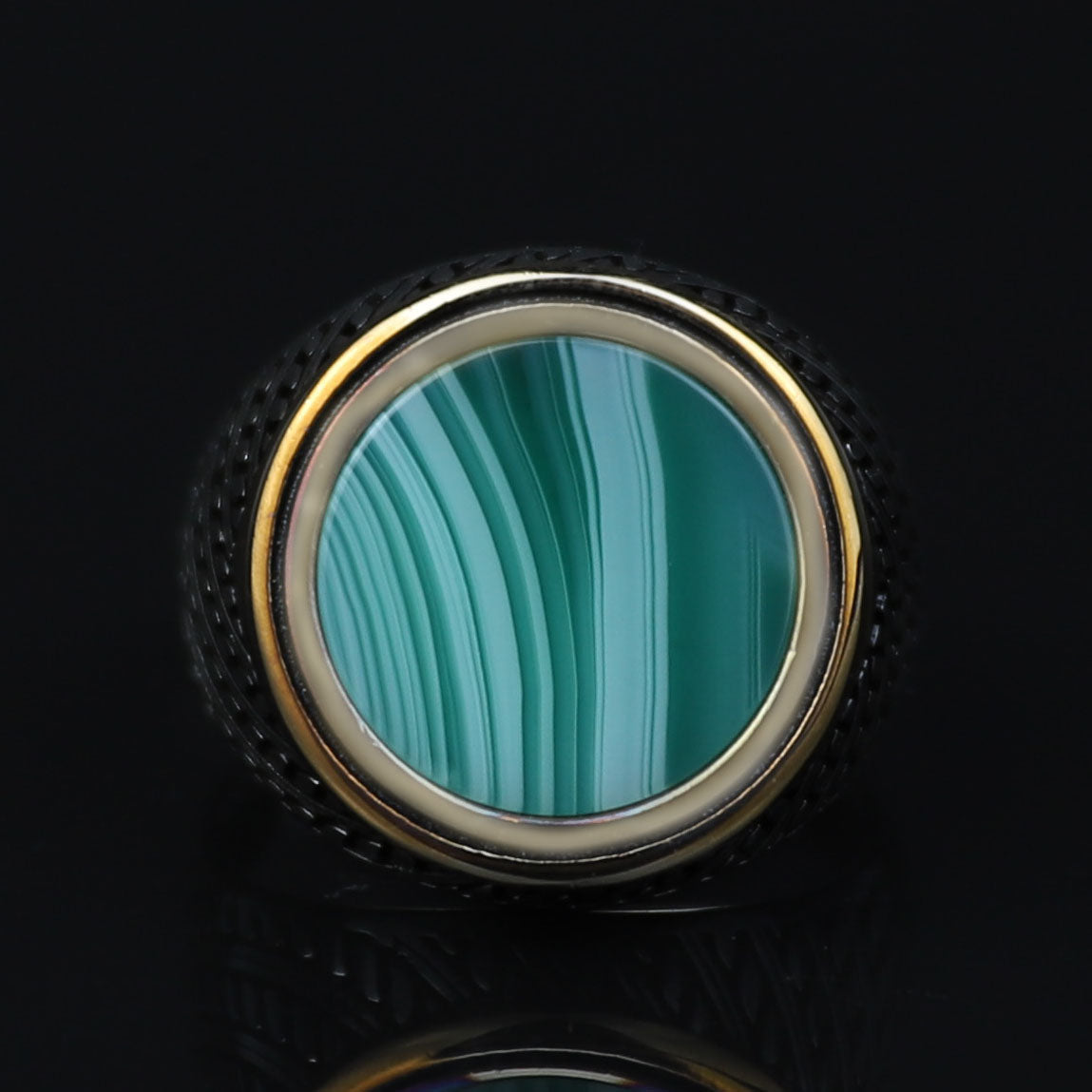 925 Silver Round Green Agate Ring, Silver Handmade Ring, Green Aqeeq Gemstone Ring, Handmade Men Ring, Father Day Gift, Anniversary Gifts