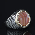 Silver Classic Red Agate Ring , Round Silver Aqeeq Carnelian Gemstone Ring , Father Day Gift, Men Ottoman Style Handmade Ring , 925k Silver