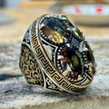Men Silver Large Ottoman Style Natural Zultanite Gemstone Ring