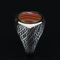 Silver Classic Red Agate Ring , Round Silver Aqeeq Carnelian Gemstone Ring , Father Day Gift, Men Ottoman Style Handmade Ring , 925k Silver
