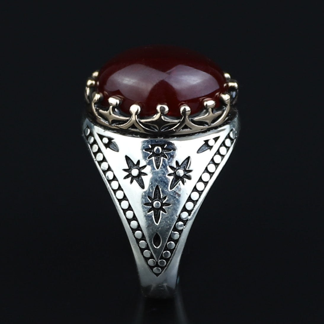 925 Silver Handmade Ruby Stone Ring, Engraved Vintage Ruby Ring, Oval Red Stone Ring, Ottoman Style Handmade Ring