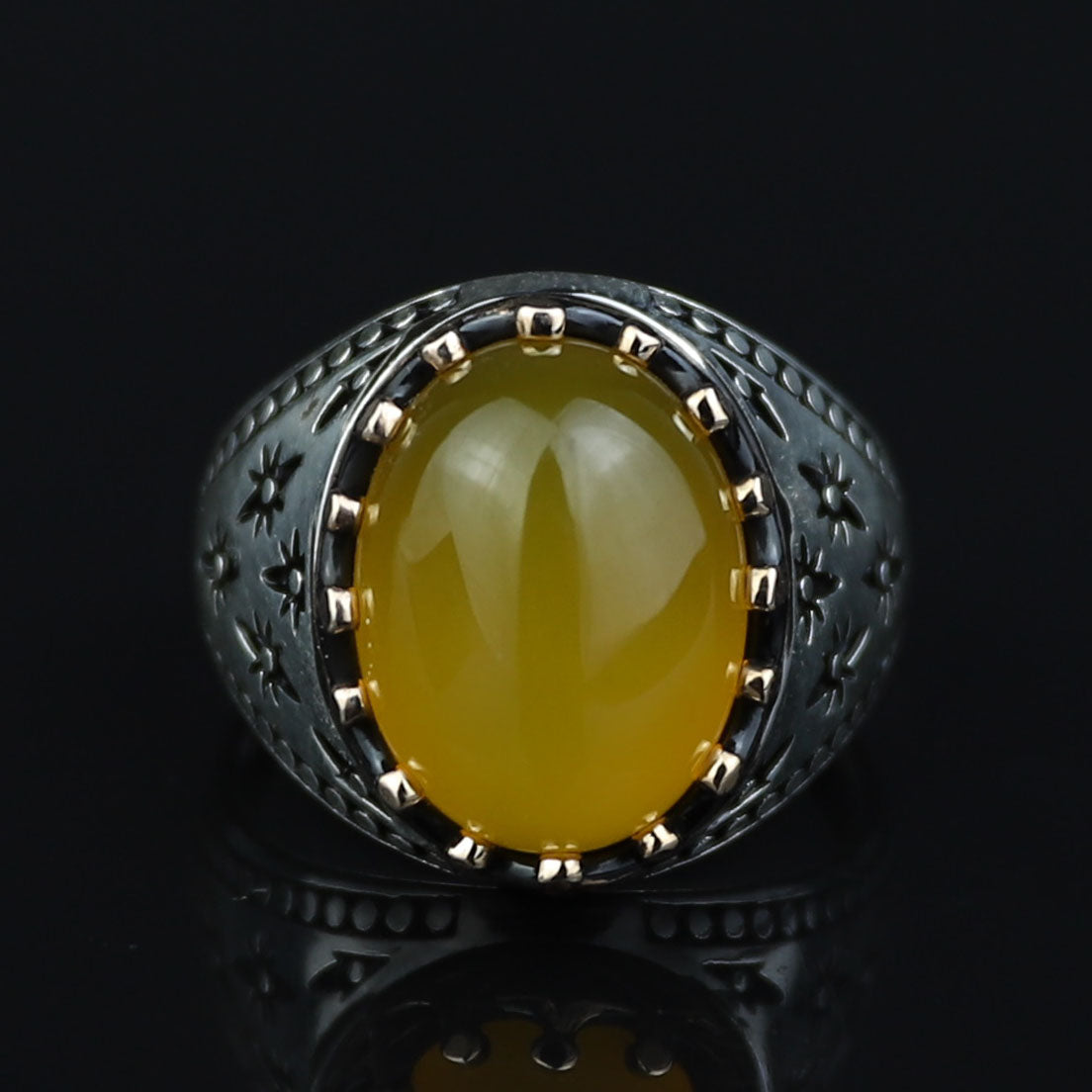 Men Handmade Yellow Agate Ring, 925 Silver Aqeeq Gemstone Ring , Genuine Yellow Agate Men Vintage Ring, Father Day Gift, 925k Silver