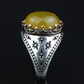 Men Handmade Yellow Agate Ring, 925 Silver Aqeeq Gemstone Ring , Genuine Yellow Agate Men Vintage Ring, Father Day Gift, 925k Silver