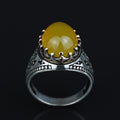 Men Handmade Yellow Agate Ring, 925 Silver Aqeeq Gemstone Ring , Genuine Yellow Agate Men Vintage Ring, Father Day Gift, 925k Silver