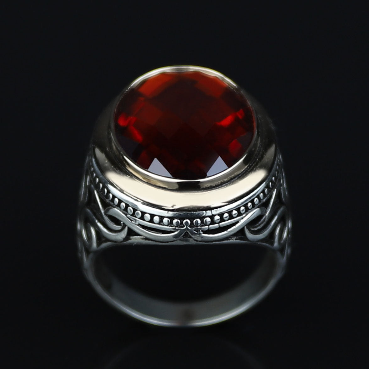 Silver Silver Ruby Stone Ring, Oval Garnet Gemstone Men Ring, Ottoman Style Ring, Mens Turkish Handmade Ring, 925 Sterling Silver, Men Gift