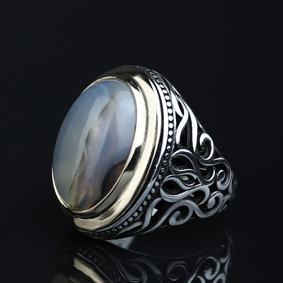 925 Silver Yemen Agate Stone Ring, Natural Agate Gemstone Ring, Rurkish Handmade Silver Ring, 925k Sterling Silver Ring, Gift For Him