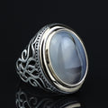 925 Silver Yemen Agate Stone Ring, Natural Agate Gemstone Ring, Rurkish Handmade Silver Ring, 925k Sterling Silver Ring, Gift For Him